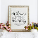 Vinyl Wall Art Decal - Welcome To Our Unplugged Ceremony - 22" x 22" - Modern Quote For Wedding Ceremony Husband Wife Guests Mirror Glass Cardboard Wood Frame Decoration Sticker 3