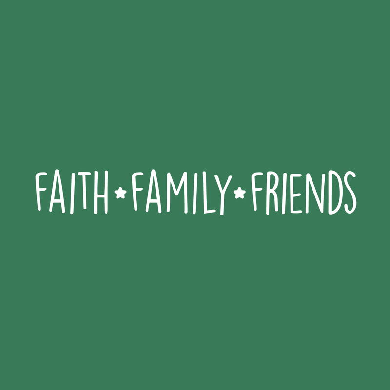 Vinyl Wall Art Decal - Faith Family Friends - 3.5" x 23" - Trendy Inspirational Life Quote For Home Living Room Kitchen Dining Room Decoration Sticker 1