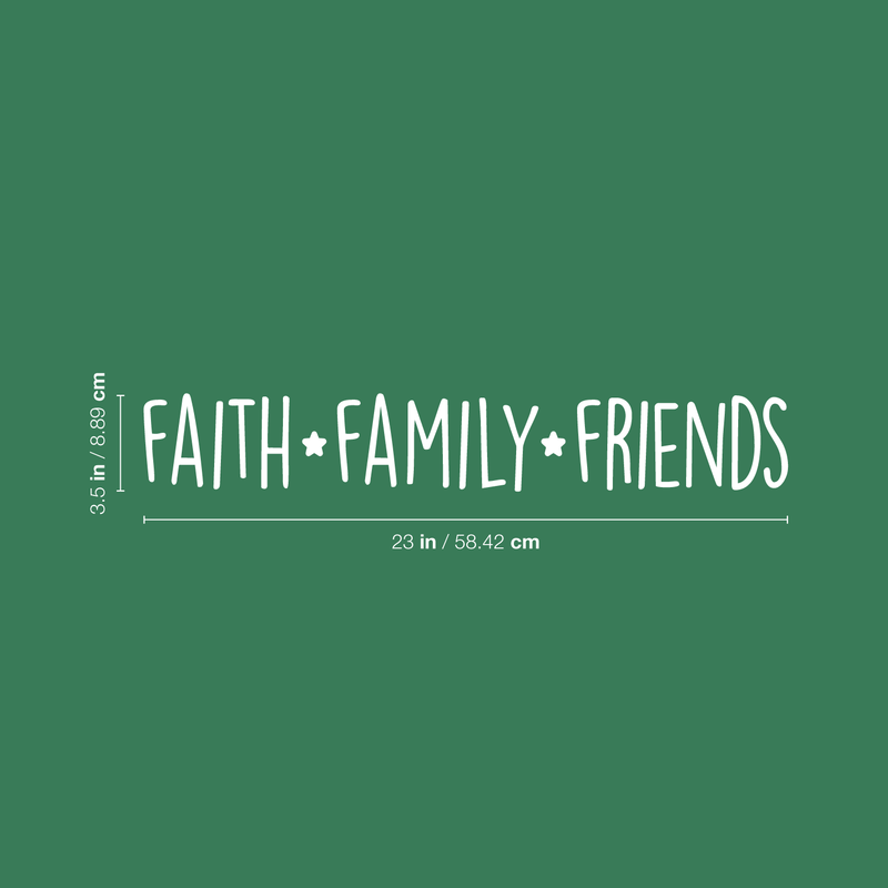 Vinyl Wall Art Decal - Faith Family Friends - 3.5" x 23" - Trendy Inspirational Life Quote For Home Living Room Kitchen Dining Room Decoration Sticker 4