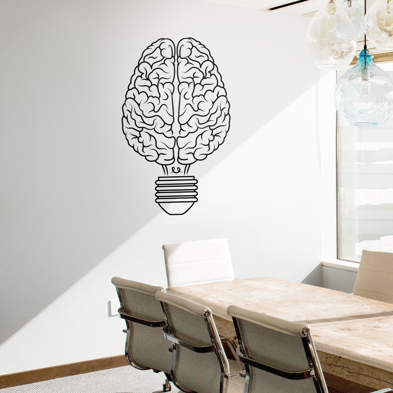 Vinyl Wall Art Decal - Brain Light Bulb - Trendy Creative Desgin For Home Bedroom Living Room Office School Classroom Decoration Sticker 3