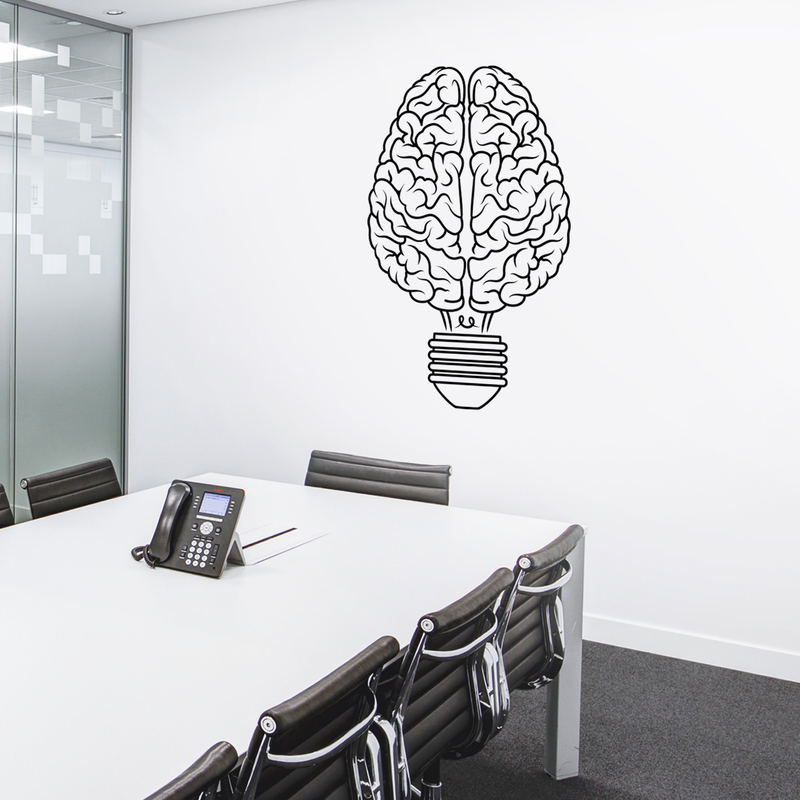 Vinyl Wall Art Decal - Brain Light Bulb - 48" x 30" - Trendy Creative Desgin For Home Bedroom Living Room Office School Classroom Decoration Sticker 4