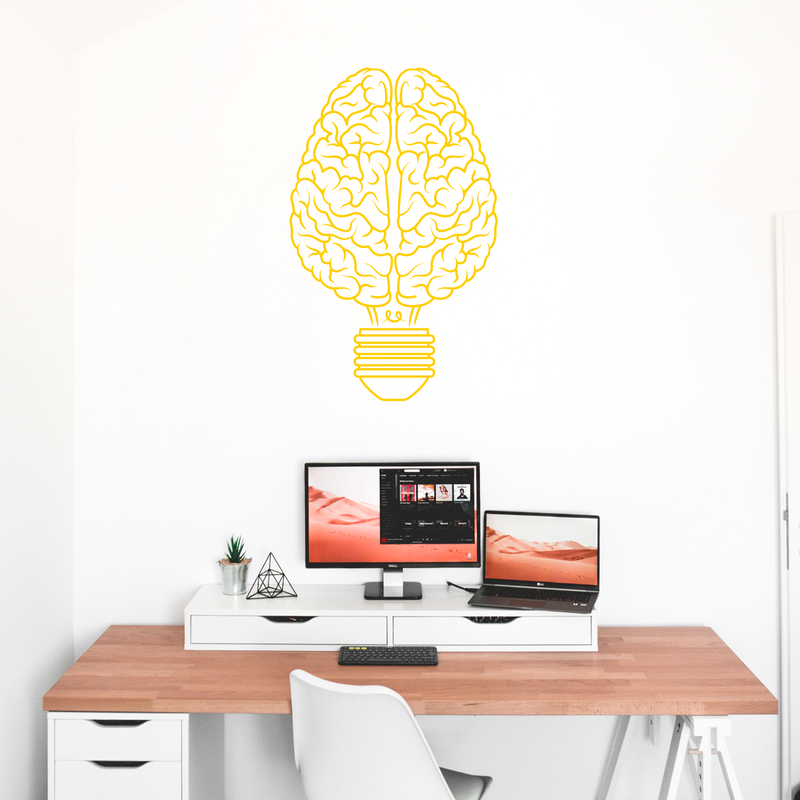 Vinyl Wall Art Decal - Brain Light Bulb - 48" x 30" - Trendy Creative Desgin For Home Bedroom Living Room Office School Classroom Decoration Sticker 2