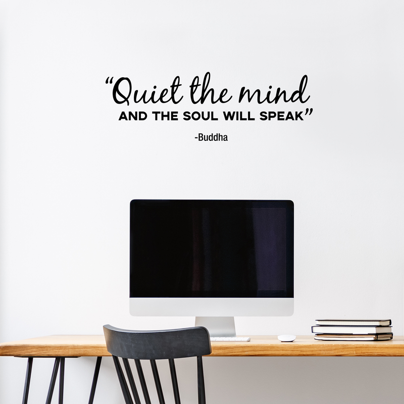 Vinyl Wall Art Decal - Quiet The Mind And The Soul Will Speak - 10" x 30" - Positive Inspirational Buddha Quote For Home Bedroom Apartment Living Room Work Office  Decor 3