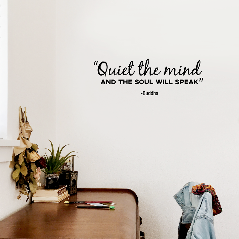 Vinyl Wall Art Decal - Quiet The Mind And The Soul Will Speak - 10" x 30" - Positive Inspirational Buddha Quote For Home Bedroom Apartment Living Room Work Office  Decor 2