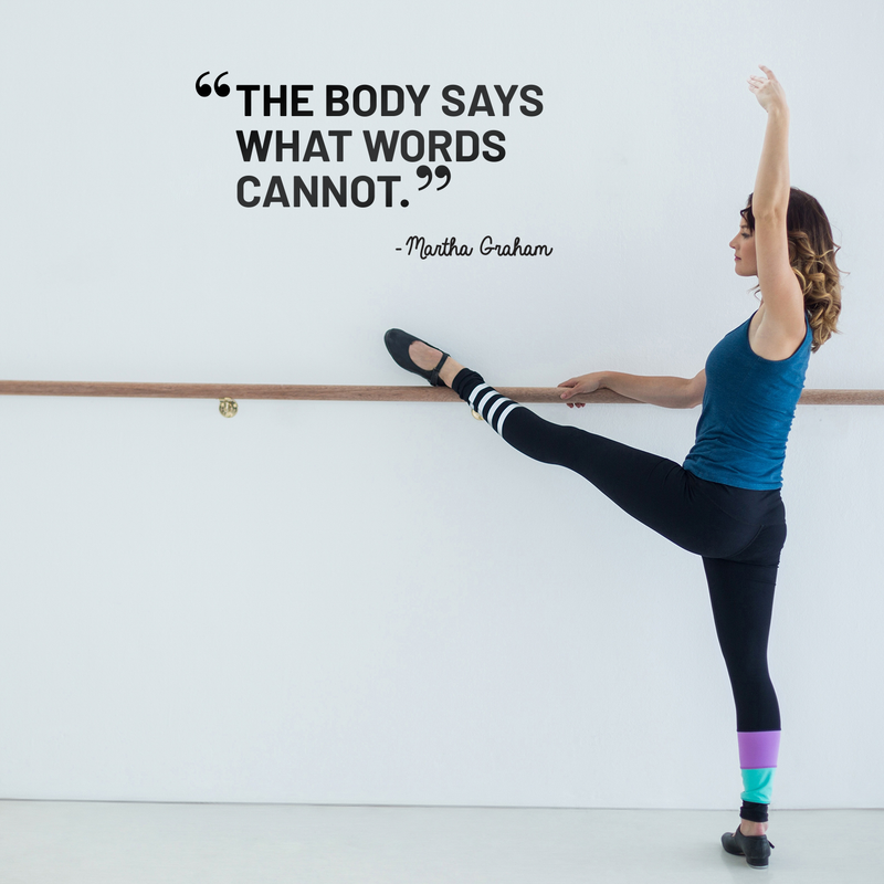 Vinyl Wall Art Decal - The Body Says What Words Cannot - 17" x 32" - Motivational Martha Graham Quote For Ballet Dancers Home Classroom School Dancing Center Decoration Sticker 3