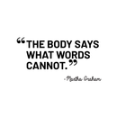 Vinyl Wall Art Decal - The Body Says What Words Cannot - 17" x 32" - Motivational Martha Graham Quote For Ballet Dancers Home Classroom School Dancing Center Decoration Sticker 1