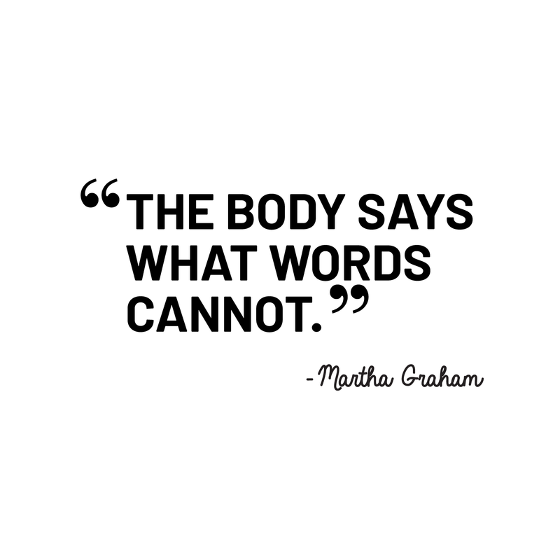 Vinyl Wall Art Decal - The Body Says What Words Cannot - 17" x 32" - Motivational Martha Graham Quote For Ballet Dancers Home Classroom School Dancing Center Decoration Sticker 1