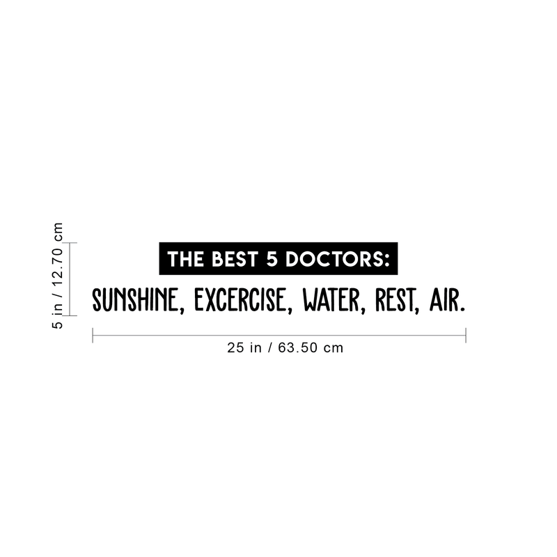 Vinyl Wall Art Decal - The Best 5 Doctors Sunshine Exercise Water Rest Air - Healthy Fitness Lifestyle Quote For Gym Home Bedroom Living Room Office Classroom School Sticker Decor 4