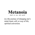 Vinyl Wall Art Decal - Metanoia Definition The Journey Of Changing One's Mind Heart Self Or Way Of Life - - Inspirational Life Quote For Home Bedroom Living Room Closet Decor 1