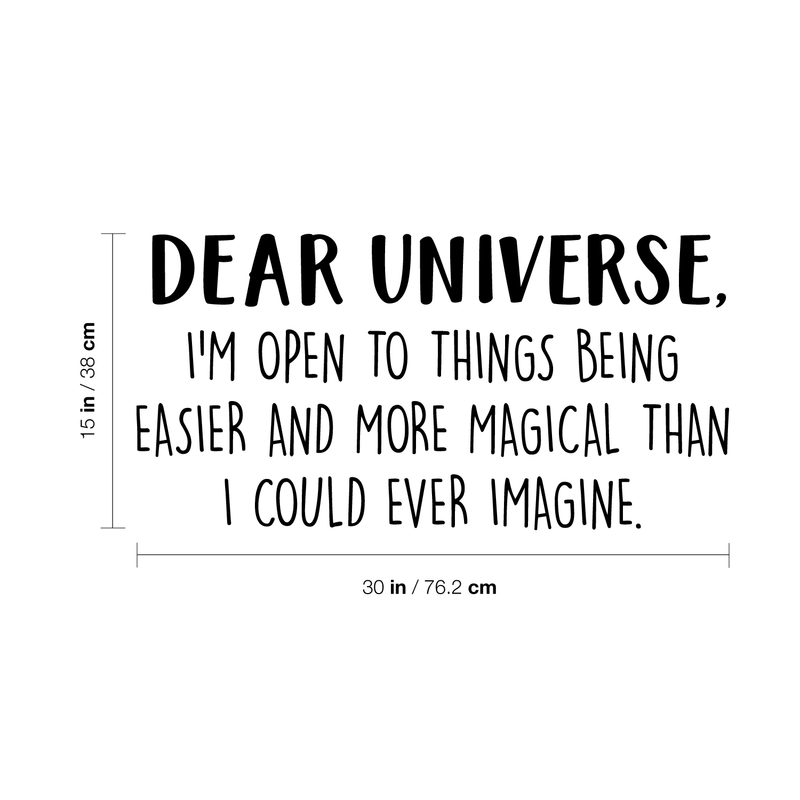 Vinyl Wall Art Decal - Dear Universe - Positive Spiritual Motivational Life Quote For Meditation Home Bedroom Living Room Closet Dorm Room Entryway Good Vibes Decor 4