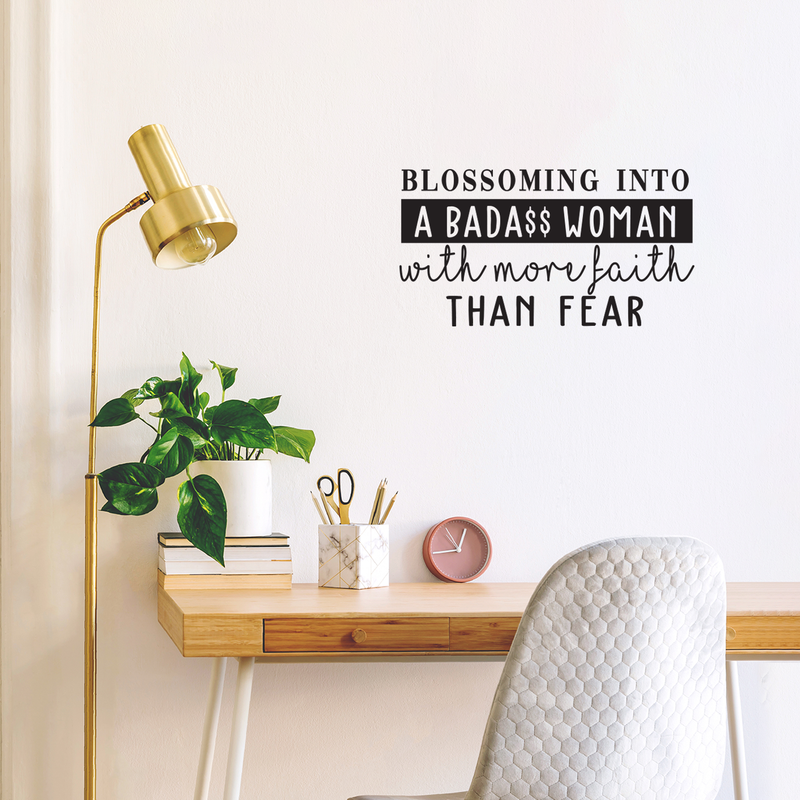 Vinyl Wall Art Decal - Blossoming Into A Bada$$ Woman With More Faith - Positive Motivational Inspirational For Home Bedroom Apartment Office Decoration Sticker 2