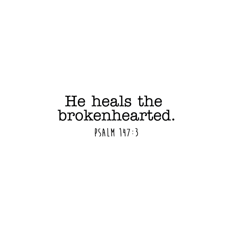 Vinyl Wall Art Decal - He Heals The Broken Hearted - 8" x 25" - Psalm 147:3 Inspirational Religious Faithful Quote For Home Bedroom Living Room Office Church Indoor Work Decor 2