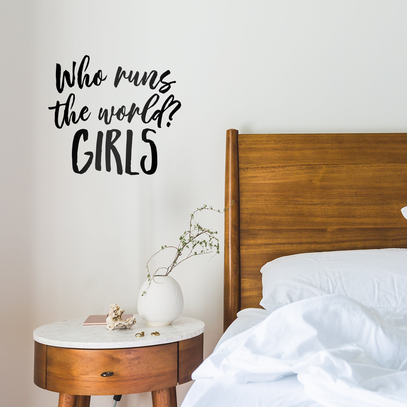 Vinyl Wall Art Decal - Who Runs The World Girls - 17" x 19" - Modern Inspirational Trendy Chic Quote For Women Teens Home Office Bedroom Living Room Dorm Room Decoration Sticker 3