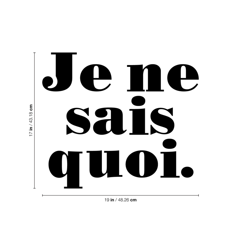Vinyl Wall Art Decal - Je Ne Sais Quoi - 17" x 19" - Girly French Trendy Chic Fashion Quote For Home Bedroom Apartment Living Room Closet Retail Store Work Decor 1
