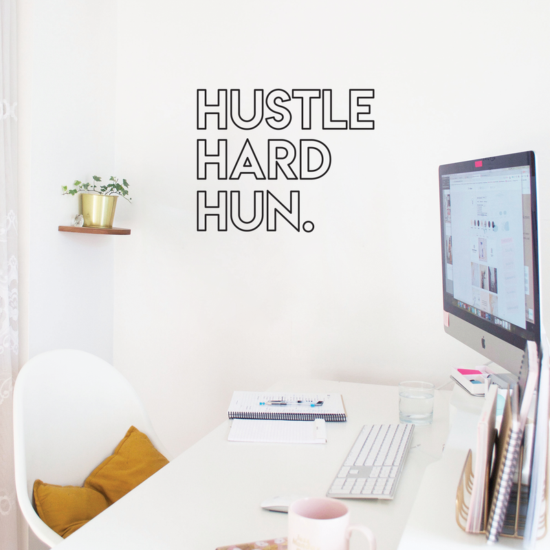 Vinyl Wall Art Decal - Hustle Hard Hun - 17" x 21" - Motivational Modern Trendy Quote For Indoor Home Bedroom Living Room Apartment Dorm Room Retail Store Decoration Sticker 3