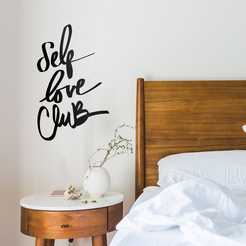 Vinyl Wall Art Decal - Self Love Club - 27" x 17" - Motivational Modern Trendy Quote For Indoor Home Bedroom Living Room Apartment Dorm Room Retail Store Office Decoration Sticker 3