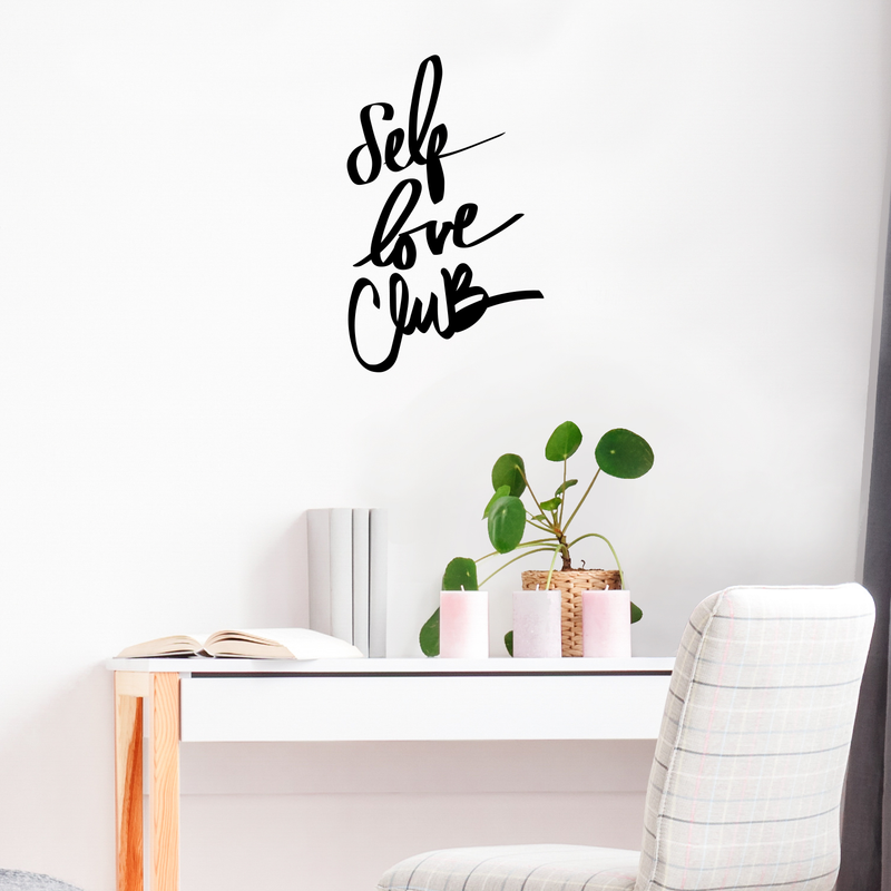 Vinyl Wall Art Decal - Self Love Club - 27" x 17" - Motivational Modern Trendy Quote For Indoor Home Bedroom Living Room Apartment Dorm Room Retail Store Office Decoration Sticker 2