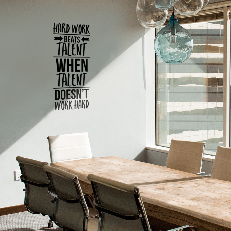 Vinyl Wall Art Decal - Hard Work Beats Talent When Talent Doesn't Work Hard - Motivational Quote For Home Bedroom Living Room Work Office Gym School Classroom Decoration Sticker 2