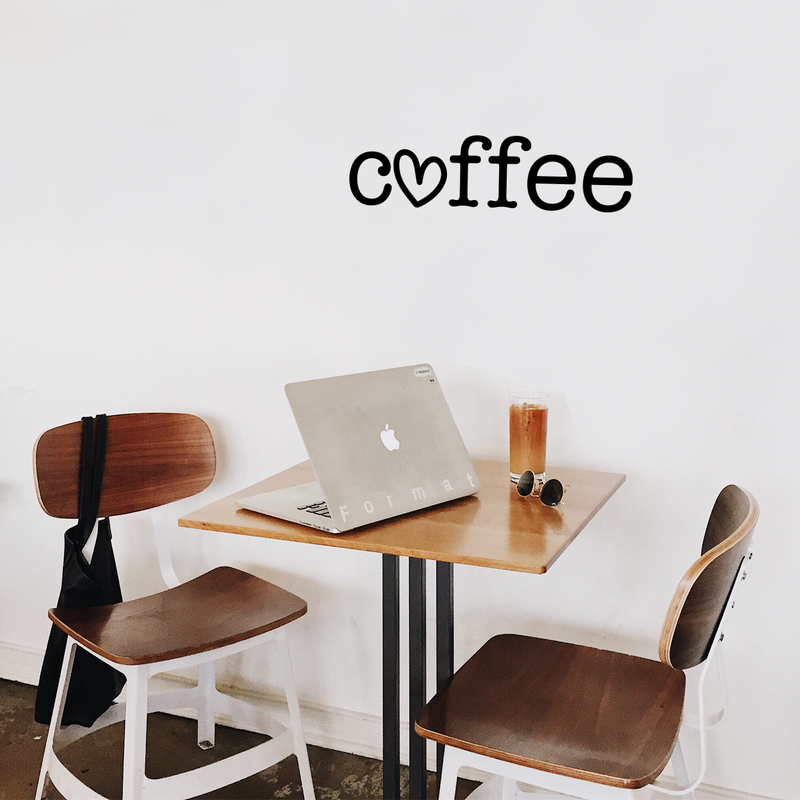 Vinyl Wall Art Decal - Coffee Heart - 8" x 30" - Trendy Modern Cute Design For Home Bedroom Living Room Kitchen Restaurant Coffee Shop Cafe Decoration Sticker 3