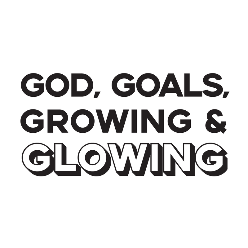 Vinyl Wall Art Decal - God Goals Growing & Glowing - 15" x 30" - Modern Inspirational Religious Quote For Home Bedroom Living Room Office Workplace Decoration Sticker 1