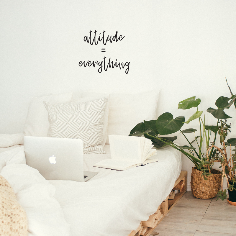 Vinyl Wall Art Decal - Attitude = Everything - Trendy Inspirational Quote For Home Bedroom Living Room Work Office School Classroom Decoration Sticker 2