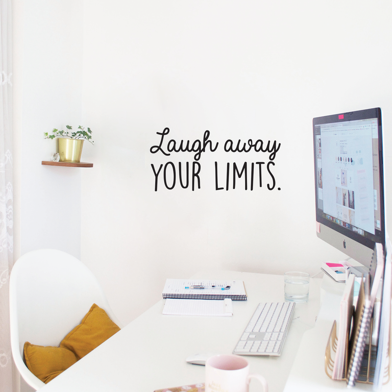 Vinyl Wall Art Decal - Laugh Away Your Limits - Trendy Motivational Positive Quote For Home Bedroom Living Room Work Office Apartment Dorm Doom Decoration Sticker 3