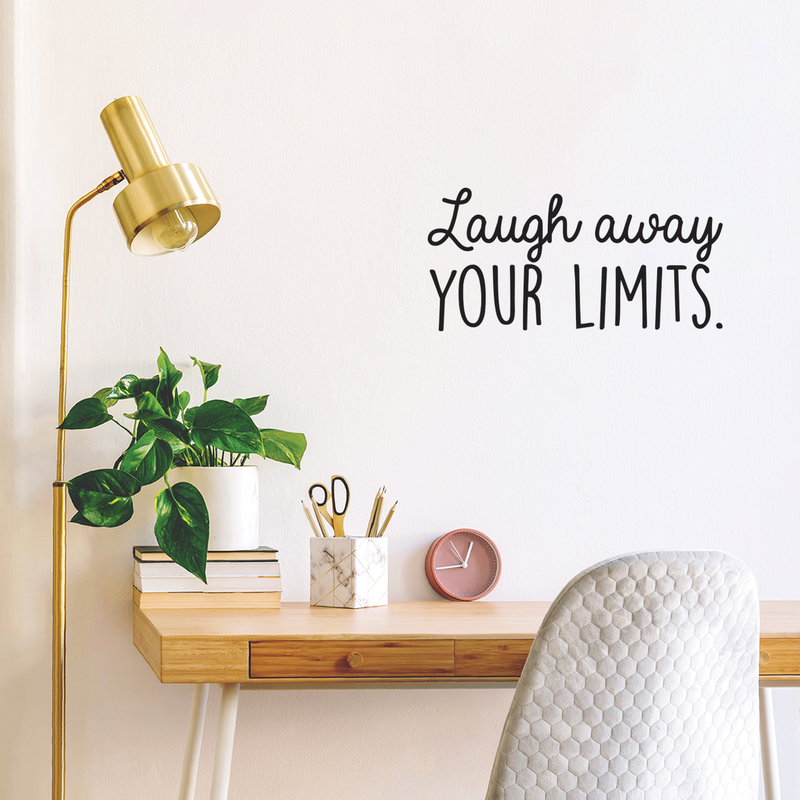 Vinyl Wall Art Decal - Laugh Away Your Limits - 11" x 22" - Trendy Motivational Positive Quote For Home Bedroom Living Room Work Office Apartment Dorm Doom Decoration Sticker 2