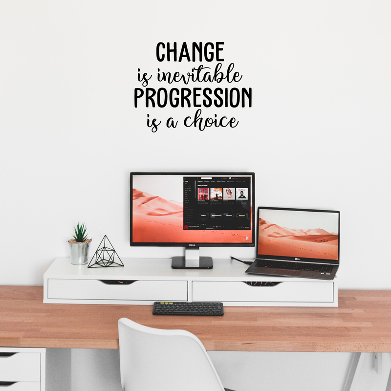 Vinyl Wall Art Decal - Change Is Inevitable Progression Is A Choice - 17" x 22" - Trendy Motivational Quote For Home Bedroom Living Room Work Office School Classroom Decoration Sticker 2