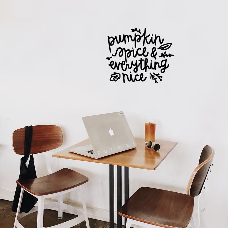 Vinyl Wall Art Decal - Pumpkin Spice & Everything Nice - 17" x 22" - Trendy Halloween Holiday Quote For Home Living Room Kitchen Office School Restaurant Seasonal Decoration Sticker 2