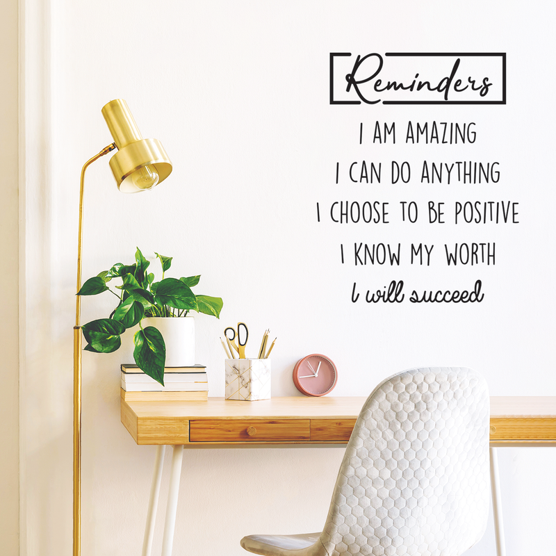 Vinyl Wall Art Decal - Reminders I Am Amazing I Can Do Anything - 30" x 24" - Trendy Inspirational Quote For Home Bedroom Living Room Office Work School Decoration Sticker 3