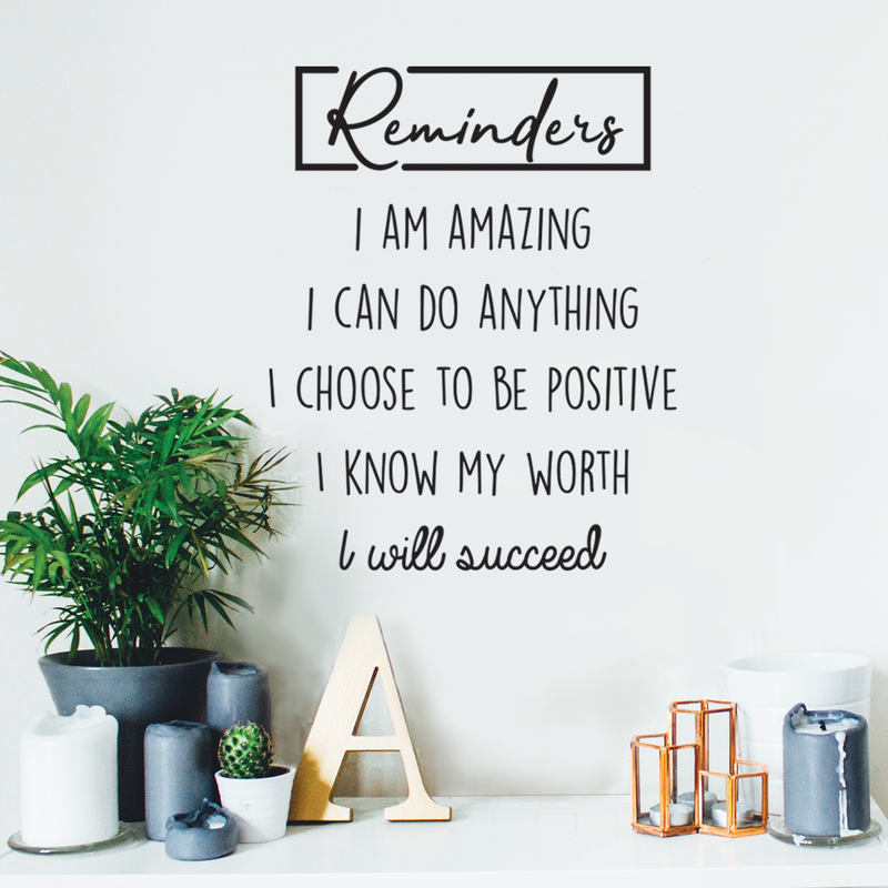 Vinyl Wall Art Decal - Reminders I Am Amazing I Can Do Anything - 30" x 24" - Trendy Inspirational Quote For Home Bedroom Living Room Office Work School Decoration Sticker 2