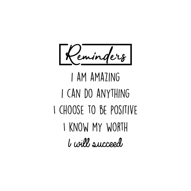 Vinyl Wall Art Decal - Reminders I Am Amazing I Can Do Anything - 30" x 24" - Trendy Inspirational Quote For Home Bedroom Living Room Office Work School Decoration Sticker 1