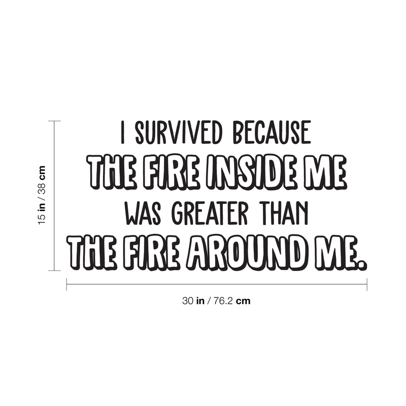 Vinyl Wall Art Decal - I Survived Because The Fire Inside Me Was Greater Than The Fire Around Me - Inspirational Life Quote for Home Bedroom Living Room Apartment Decoration Sticker 4