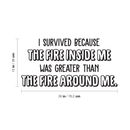 Vinyl Wall Art Decal - I Survived Because The Fire Inside Me Was Greater Than The Fire Around Me - 15" x 30" - Inspirational Life Quote for Home Bedroom Living Room Apartment Decoration Sticker 1