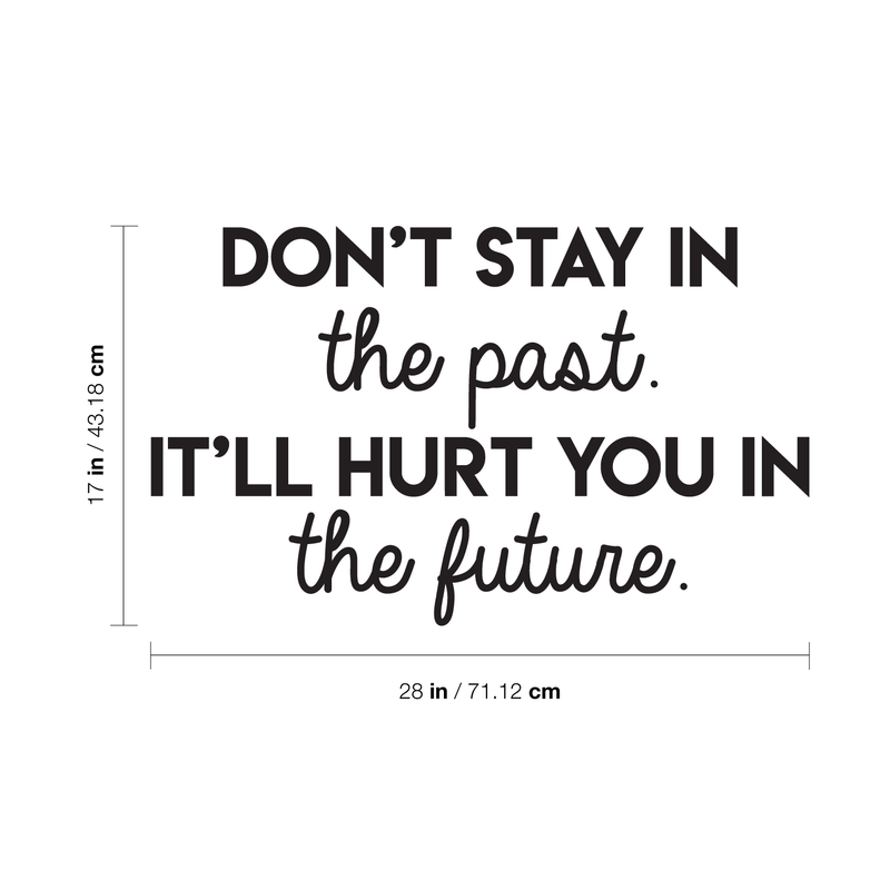 Vinyl Wall Art Decal - Don't Stay In The Past It'll Hurt You In The Future - 17" x 28" - Positive Motivational Quote For Home Bedroom School Classroom Decoration Sticker 1