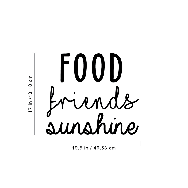 Vinyl Wall Art Decal - Food Friends Sunshine - - Modern Motivational Friendship Quote For Home Living Room Bar Restaurant Coffee Shop Decoration Sticker 4