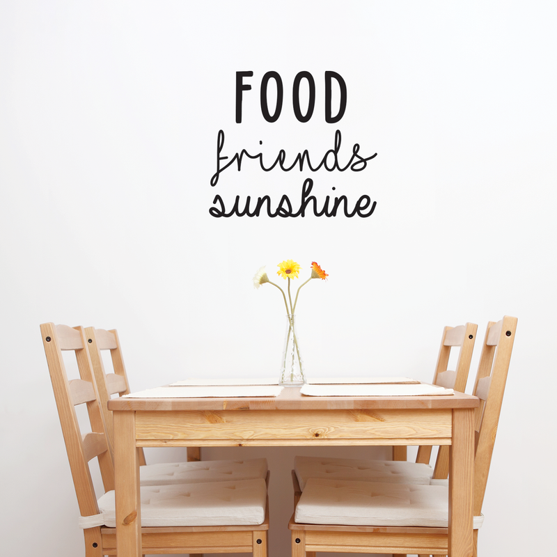 Vinyl Wall Art Decal - Food Friends Sunshine - - Modern Motivational Friendship Quote For Home Living Room Bar Restaurant Coffee Shop Decoration Sticker 2
