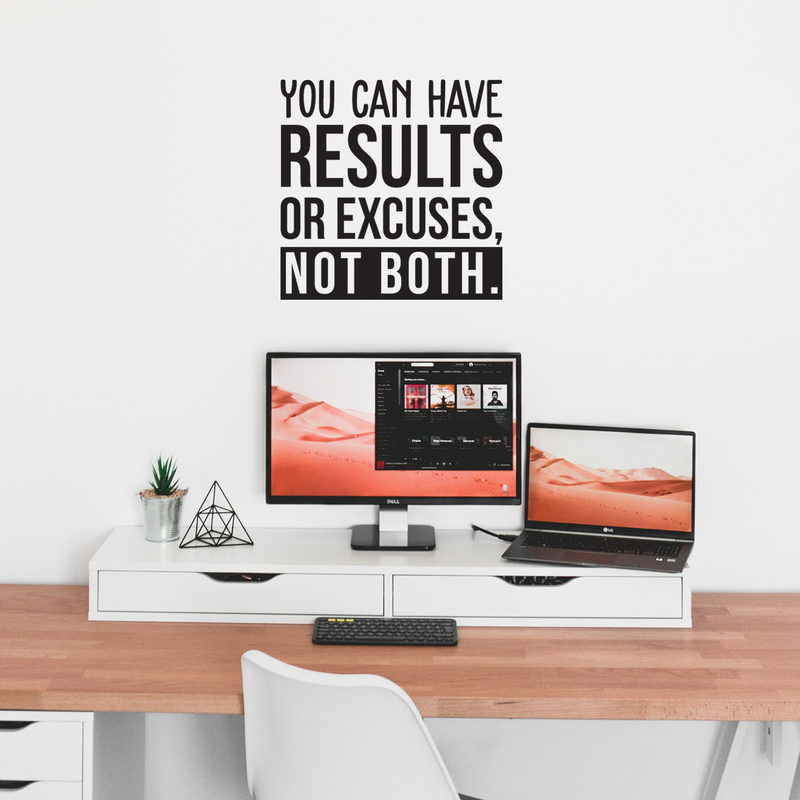 Vinyl Wall Art Decal - You Can Have Results Or Excuses Not Both - Modern Motivational Quote For Home Gym Office Workplace Fitness Center Decoration Sticker 2