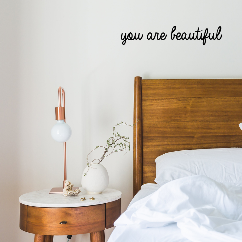 Vinyl Wall Art Decal - You Are Beautiful - Modern Inspirational Self Worth Love Quote For Home Bedroom Bathroom Dressing Table Mirror Office Decoration Sticker 3