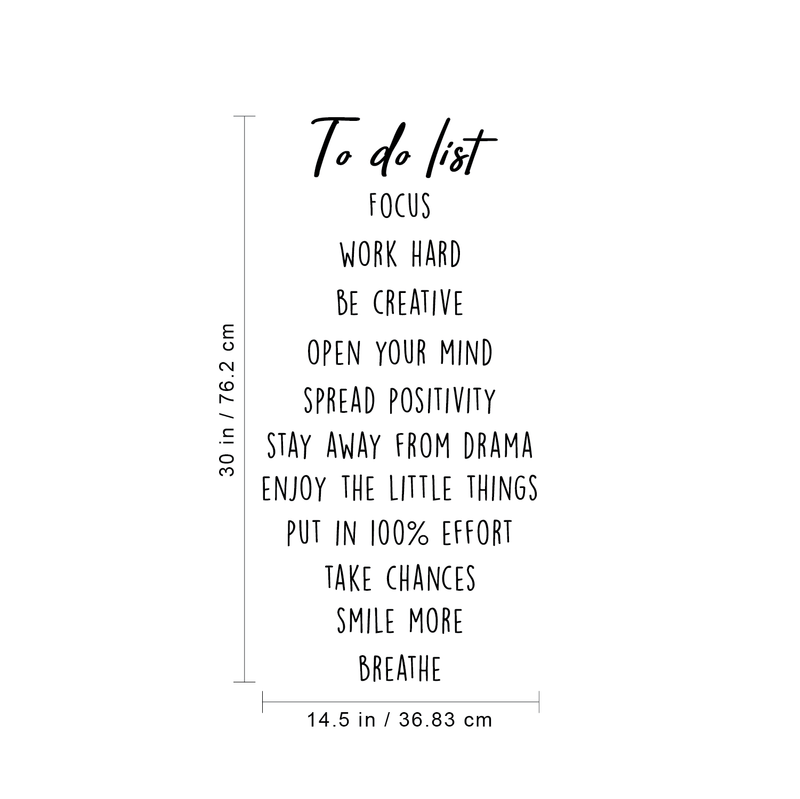 Vinyl Wall Art Decal - Positive Affirmations To Do List - 30" x 14.5" - Trendy Inspirational Quote for Home Bedroom Living Room Office Work School Decoration Sticker 4