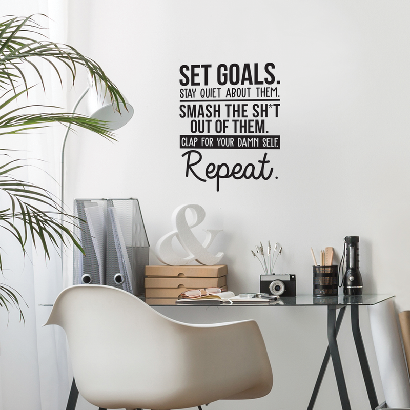 Vinyl Wall Art Decal - Set Goals Stay Quiet About Them - 22" x 17" - Trendy Motivational Entrepreneurship Quote For Home Bedroom Living Room Office Workplace Decoration Sticker 2