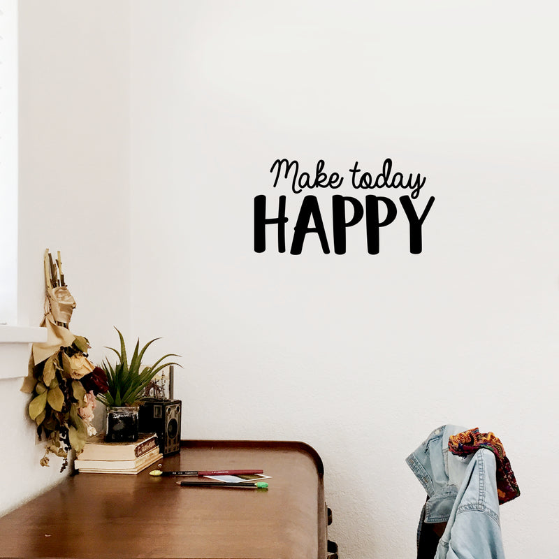 Vinyl Wall Art Decal - Make Today Happy - 16" x 30" - Trendy Motivational Positive Quote For Home Bedroom Bathroom Kids Room Office Workplace Decoration Sticker 3