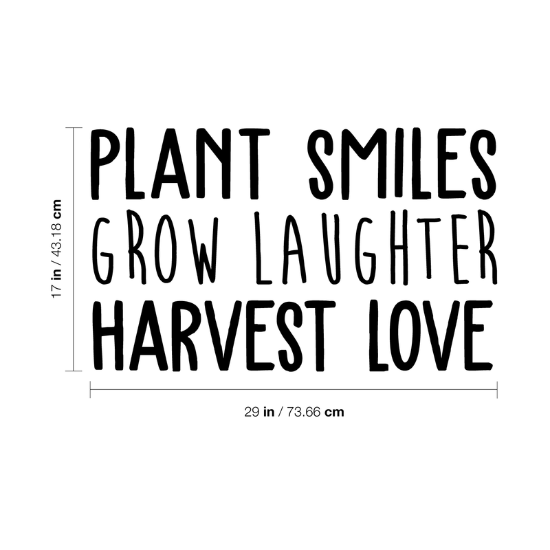 Vinyl Wall Art Decal - Plant Smiles Grow Laughter Harvest Love - 17" x 29" - Trendy Inspirational Nature Environmentalism Quote For Home Living Room Patio Office School Decoration Sticker 5