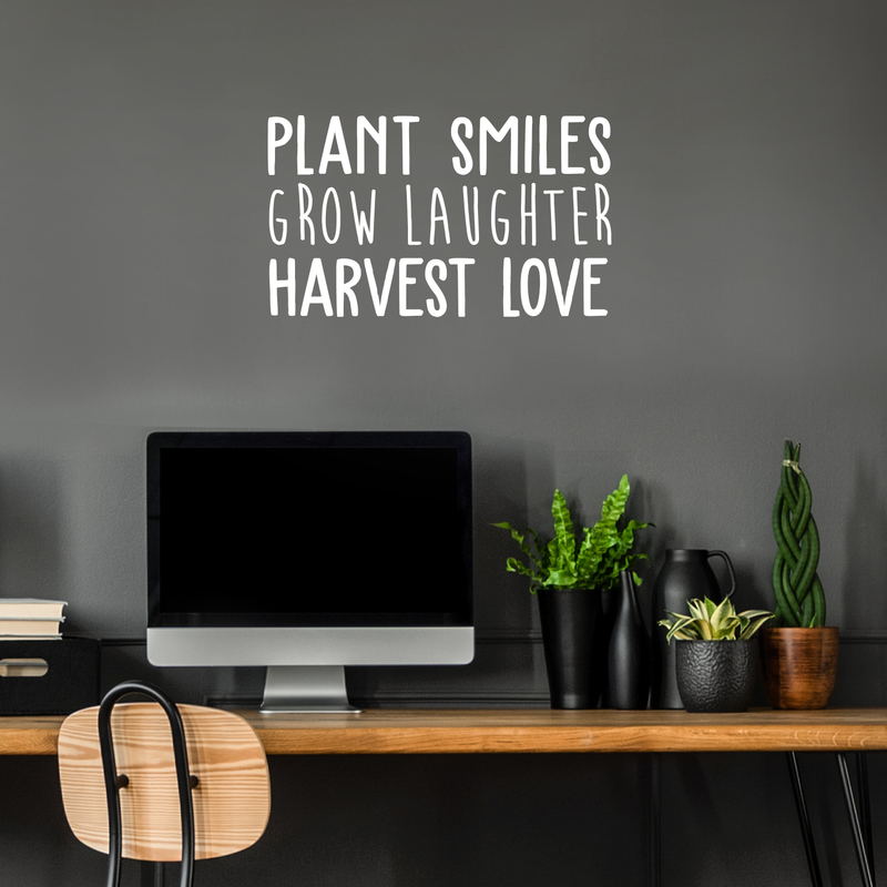 Vinyl Wall Art Decal - Plant Smiles Grow Laughter Harvest Love - 17" x 29" - Trendy Inspirational Nature Environmentalism Quote For Home Living Room Patio Office School Decoration Sticker 3