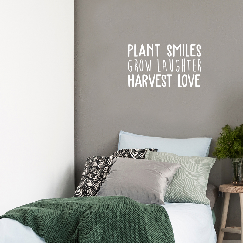 Vinyl Wall Art Decal - Plant Smiles Grow Laughter Harvest Love - 17" x 29" - Trendy Inspirational Nature Environmentalism Quote For Home Living Room Patio Office School Decoration Sticker 5