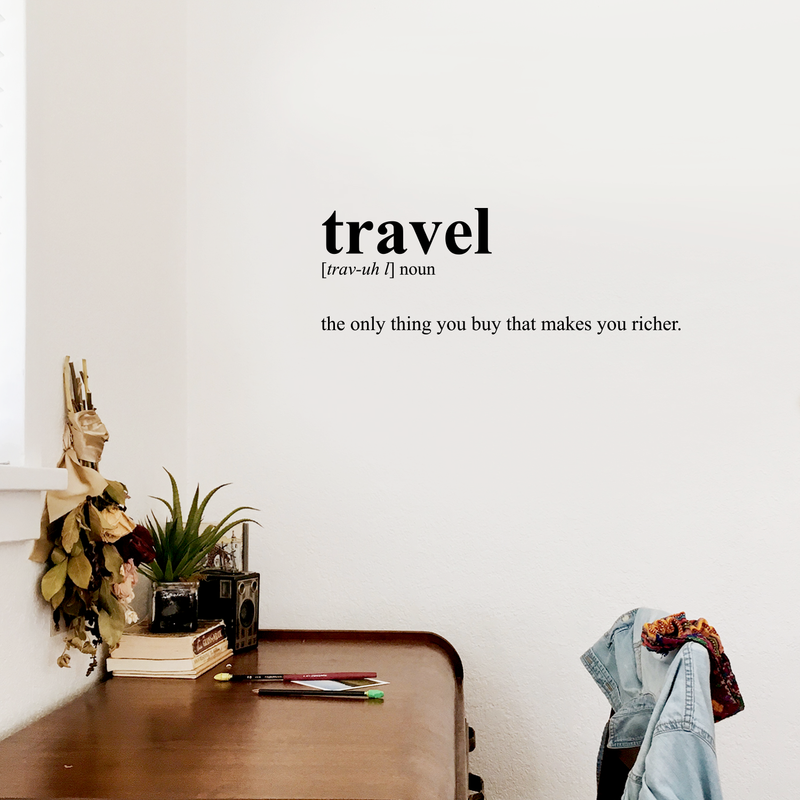 Vinyl Wall Art Decal - Travel Definition - 12" x 35" - Modern Inspirational Traveling Vacations Quote For Home Bedroom Office Workplace Travel Agency Decoration Sticker 2