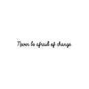 Vinyl Wall Art Decal - Never Be Afraid of Change - Modern Inspirational Trendy Life Quote for Home Workplace Bedroom Living Room Office Apartment Dorm Room Decor (23" x 22"; Black) 5