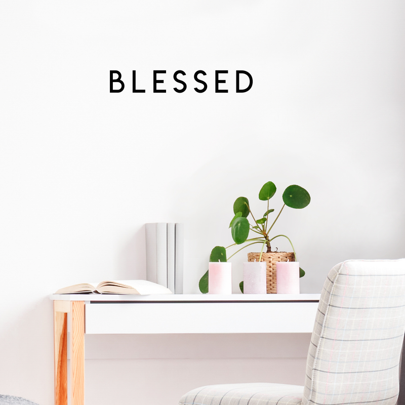 Vinyl Wall Art Decal - Blessed - 3.5" x 22" - Modern Inspirational Gratitude Quote For Home Bedroom Living Room School Office Workplace Decoration Sticker 2