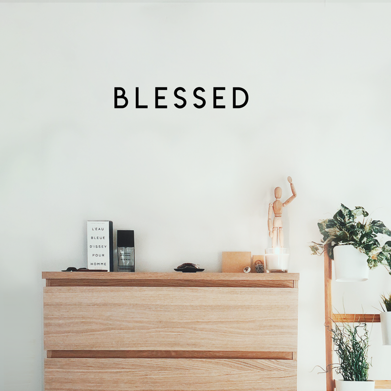 Vinyl Wall Art Decal - Blessed - 3.5" x 22" - Modern Inspirational Gratitude Quote For Home Bedroom Living Room School Office Workplace Decoration Sticker 3