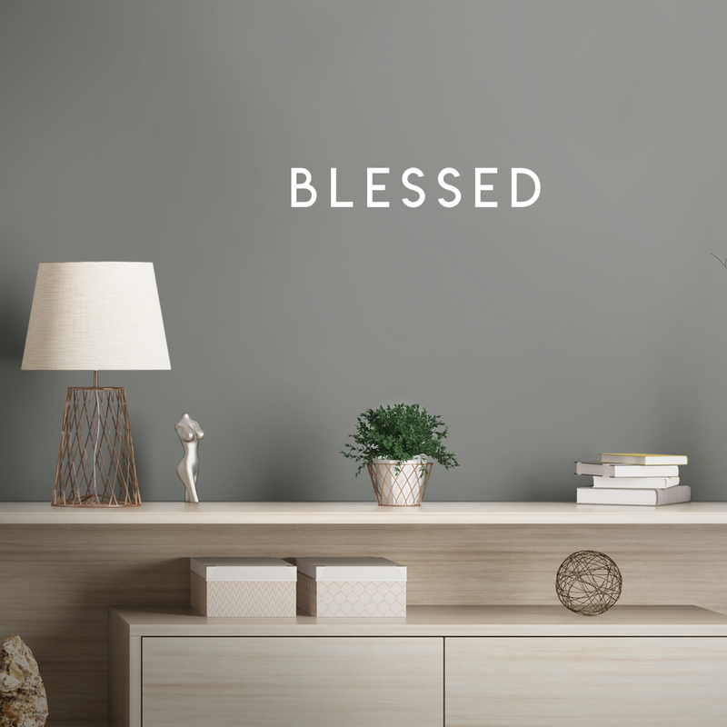 Vinyl Wall Art Decal - Blessed - 3.5" x 22" - Modern Inspirational Gratitude Quote For Home Bedroom Living Room School Office Workplace Decoration Sticker 3